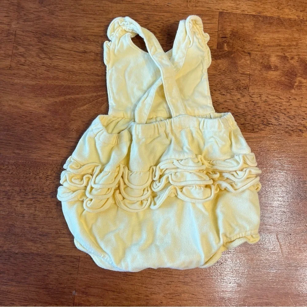 Ralph Lauren yellow 100% cotton ruffle butt romper size 6 months
